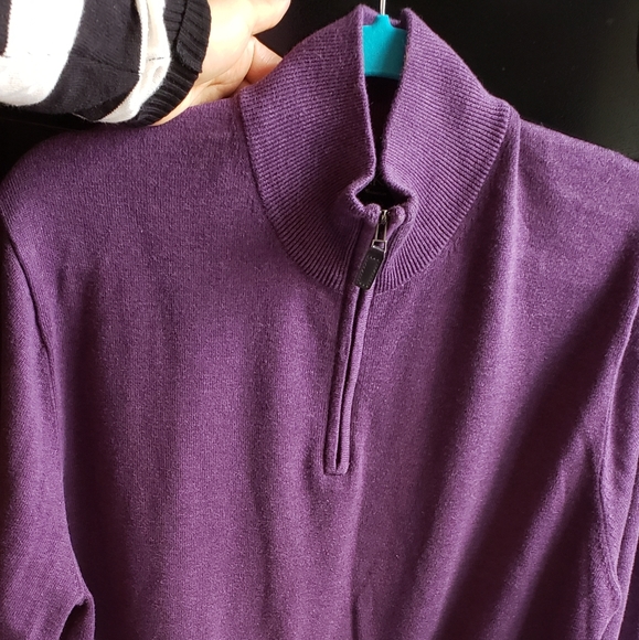 Jos. A. Bank 1/4 Zip Pima Cotton Purple Sweater - Picture 4 of 7